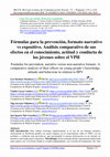 Research paper thumbnail of Fórmulas para la prevención, formato narrativo vs expositivo. Análisis comparativo de sus efectos en el conocimiento, actitud y conducta de los jóvenes sobre el VPH