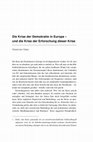 Research paper thumbnail of Die Krise der Demokratie in Europa - und die Krise der Erforschung dieser Krise