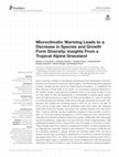 Research paper thumbnail of Microclimatic Warming Leads to a Decrease in Species and Growth Form Diversity: Insights From a Tropical Alpine Grassland