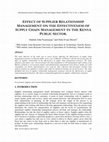 Research paper thumbnail of Effect of Supplier Relationship Management on the Effectiveness of Supply Chain Management in the Kenya Public Sector