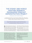 Research paper thumbnail of The Sydney 2000 World Weather Research Programme Forecast Demonstration Project: Overview and Current Status