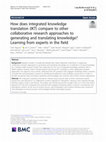 Research paper thumbnail of How does integrated knowledge translation (IKT) compare to other collaborative research approaches to generating and translating knowledge? Learning from experts in the field