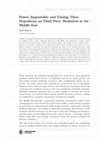 Research paper thumbnail of Power, Impartiality and Timing: Three Hypotheses on Third Party Mediation in the Middle East