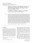 Research paper thumbnail of Isotopic evidence for Middle Horizon to 16th century camelid herding in the Osmore Valley, Peru