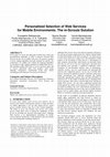 Research paper thumbnail of Personalized selection of web services for mobile environments