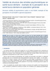 Research paper thumbnail of Validité de structure des échelles psychométriques en santé bucco-dentaire : exemple de la perception de la santé bucco-dentaire en population générale