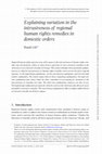 Research paper thumbnail of Explaining variation in the intrusiveness of regional human rights remedies in domestic orders