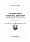 Research paper thumbnail of Entrepreneurial opportunity perception Analyzing the effect of the learning style