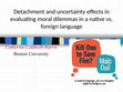 Research paper thumbnail of Detachment and uncertainty effects in evaluating moral dilemmas in a native vs. foreign language.