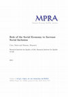 Research paper thumbnail of Role of the Social Economy to Increase Social Inclusion