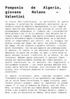 Research paper thumbnail of Pomponio de Algerio, il giovane Nolano - Luca Valentini