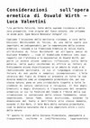 Research paper thumbnail of Considerazioni sull'opera ermetica di Oswald Wirth - Luca Valentini