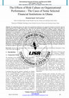 Research paper thumbnail of The Effects of Risk Culture on Organisational Performance - The Cases of Some Selected Financial Institutions in Ghana