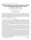 Research paper thumbnail of Impact of European Renewable Energy Directive (RED) Policy On Indonesian Palm Oil Export Volume