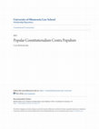 Research paper thumbnail of Popular Constitutionalism Contra Populism