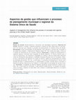 Research paper thumbnail of Aspectos da gestão que influenciam o processo de planejamento municipal e regional do Sistema Único de Saúde