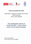 Research paper thumbnail of Des pédagogies actives et constructivistes : rendre l’élève acteur de ses apprentissages