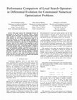 Research paper thumbnail of Performance comparison of local search operators in differential evolution for constrained numerical optimization problems