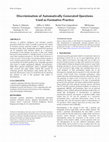 Research paper thumbnail of Discrimination of Automatically Generated Questions Used as Formative Practice