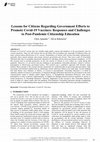 Research paper thumbnail of Lessons for Citizens Regarding Government Efforts to Promote Covid-19 Vaccines: Responses and Challenges to Post-Pandemic Citizenship Education