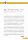 Research paper thumbnail of Note sui formulari manoscritti e a stampa di Bartolomeo di Benincà da Ferrara, in «Spolia. Journal of Medieval Studies», n. s. VIII, 2022, pp. 78-103.