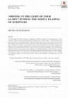 Research paper thumbnail of “Shining in the Light of Your Glory”: Finding the Simple Reading of Scripture