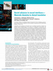 Research paper thumbnail of Recent advances in neural interfaces—Materials chemistry to clinical translation