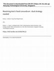 Research paper thumbnail of Resolving Asia's food conundrum: dual strategy needed