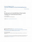 Research paper thumbnail of Do Shareholders Value Insider Trading Laws? International Evidence