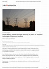 Research paper thumbnail of South Africa needs stronger security in place to stop the sabotage of its power supply