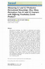 Research paper thumbnail of Measuring L1 and L2 Productive Derivational Knowledge: How Many Derivatives Can L1 and L2 Learners with Differing Vocabulary Levels Produce