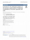 Research paper thumbnail of Correction to: An exploratory analysis on the toxicity & safety profile of Polyherbal combination of curcumin, quercetin and rutin