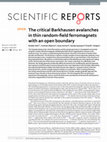 Research paper thumbnail of The critical Barkhausen avalanches in thin random-field ferromagnets with an open boundary