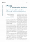 Research paper thumbnail of Webs de Información Jurídica. Aproximación y Valoración de los recursos de Información Electrónicos