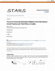 Research paper thumbnail of The Use of Consumer-Generated Feedback in the Hotel Industry: Current Practices and Their Effects on Quality