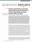 Research paper thumbnail of Disaster declarations associated with bushfires, floods and storms in New South Wales, Australia between 2004 and 2014