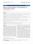 Research paper thumbnail of Effect of timely initiation of breastfeeding on child health in Ghana