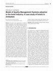 Research paper thumbnail of Model of Quality Management Systems adoption in the hotel industry: A case study of hotels in Zimbabwe