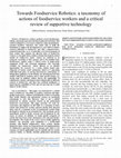 Research paper thumbnail of Towards Foodservice Robotics: a taxonomy of actions of foodservice workers and a critical review of supportive technology