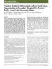 Research paper thumbnail of Nutrient Addition Differentially Affects Soil Carbon Sequestration in Secondary Tropical Dry Forests: Early- versus Late-Succession Stages