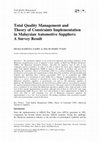 Research paper thumbnail of Total Quality Management and Theory of Constraints Implementation in Malaysian Automotive Suppliers: A Survey Result