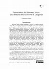 Research paper thumbnail of Per un’etica del discorso lirico: una lettura della "Ginestra" di Leopardi