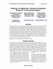 Research paper thumbnail of Reading in A Digital Age: e-Books Are Students Ready For This Learning Object?