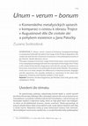 Research paper thumbnail of Unum – verum – bonum v Komenského metafyzických spisech v komparaci s cestou k obrazu Trojice v Augustinově díle De civitate dei a pohybem existence u Jana Patočky