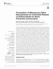 Research paper thumbnail of Formulation of Mesoporous Silica Nanoparticles for Controlled Release of Antimicrobials for Stone Preventive Conservation