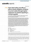 Research paper thumbnail of Open label safety and efficacy pilot to study mitigation of equine recurrent uveitis through topical suppressor of cytokine signaling-1 mimetic peptide