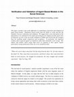 Research paper thumbnail of Verification and Validation of Agent Based Models in the Social Sciences