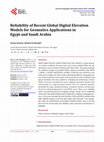 Research paper thumbnail of Reliability of Recent Global Digital Elevation Models for Geomatics Applications in Egypt and Saudi Arabia