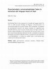 Research paper thumbnail of Prescriptividad y universalizabilidad: Sobre la estructura del lenguaje moral en Hare