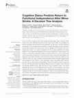 Research paper thumbnail of Cognitive Status Predicts Return to Functional Independence After Minor Stroke: A Decision Tree Analysis